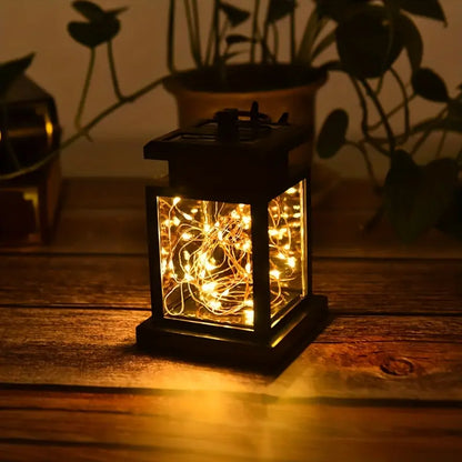 Lanterne Solaire à Led avec Fil Lumineux et Clip de Suspension - Eclairage de Jardin Étanche pour Terrasse et Balcon