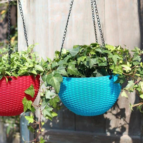 Panier Suspendu Tressé pour Plantes avec Chaîne - Idéal pour le Balcon et le Jardin