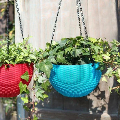 Panier Suspendu Tressé pour Plantes avec Chaîne - Idéal pour le Balcon et le Jardin
