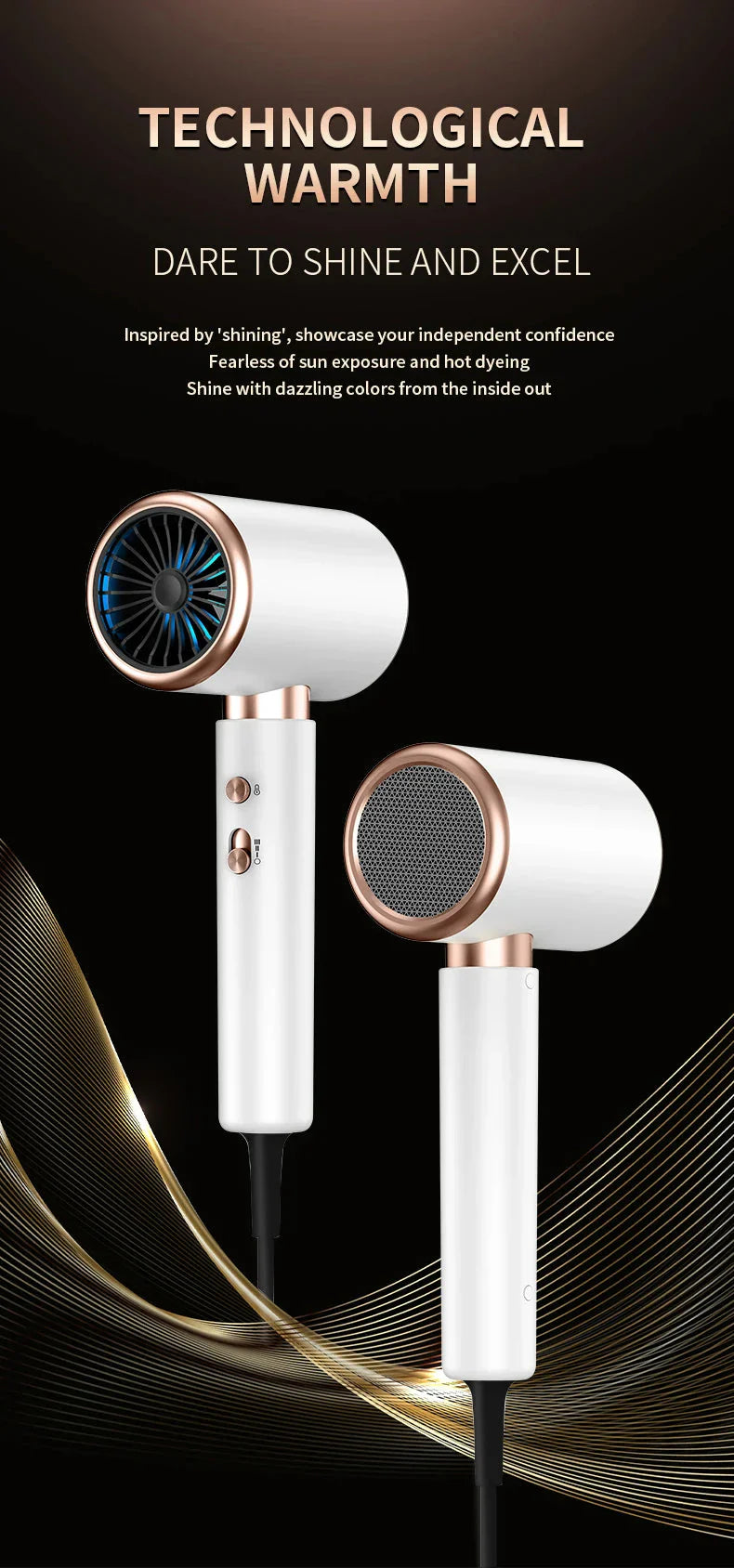 Sèche - Cheveux Haute Performance 2400w avec Fonction Air Froid et Air Chaud - Technologie Ionique