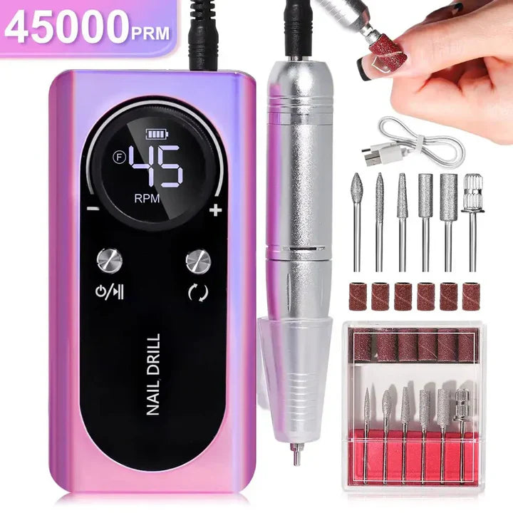 LimeàOngles Électrique Portable Haute Performance 45000rpm avec Batterie | Design Silencieux pour Manucure Professionnelle