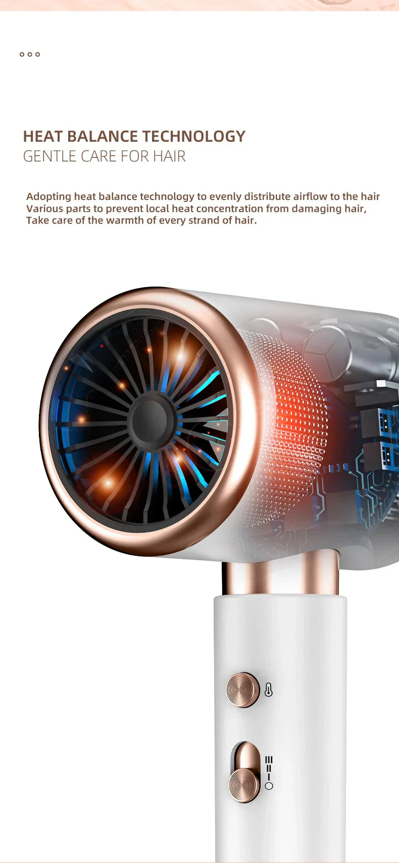 Sèche - Cheveux Haute Performance 2400w avec Fonction Air Froid et Air Chaud - Technologie Ionique