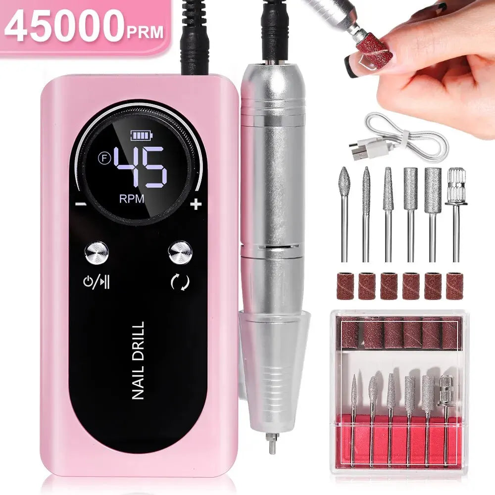 LimeàOngles Électrique Portable Haute Performance 45000rpm avec Batterie | Design Silencieux pour Manucure Professionnelle