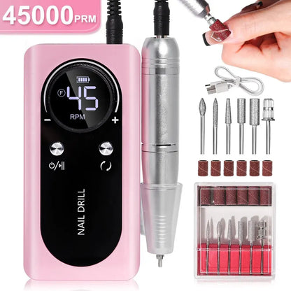 LimeàOngles Électrique Portable Haute Performance 45000rpm avec Batterie | Design Silencieux pour Manucure Professionnelle