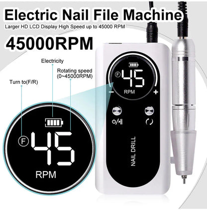 LimeàOngles Électrique Portable Haute Performance 45000rpm avec Batterie | Design Silencieux pour Manucure Professionnelle