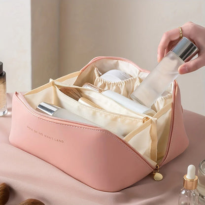 Organiseur de Maquillage Zippé Facile à Utiliser en Voyage - Pochette Cosmétique Élégante