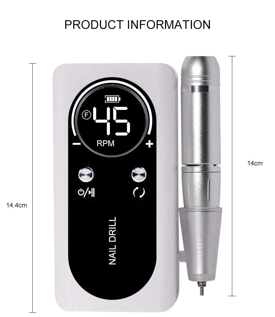 LimeàOngles Électrique Portable Haute Performance 45000rpm avec Batterie | Design Silencieux pour Manucure Professionnelle