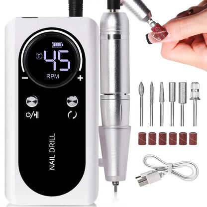 LimeàOngles Électrique Portable Haute Performance 45000rpm avec Batterie | Design Silencieux pour Manucure Professionnelle