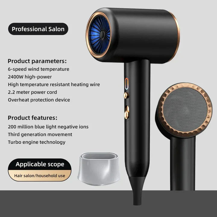 Sèche - Cheveux Haute Performance 2400w avec Fonction Air Froid et Air Chaud - Technologie Ionique