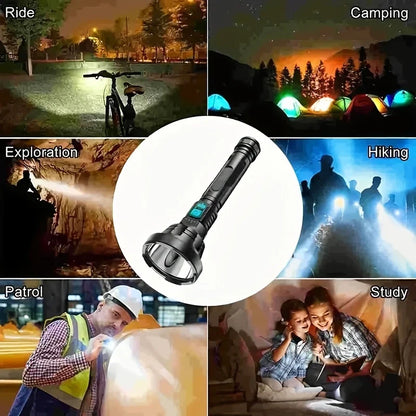 Lampe de Poche Led 90000lm - Projecteur de Recherche Tactique avec Charge Usb et Éclairage Super Lumineux