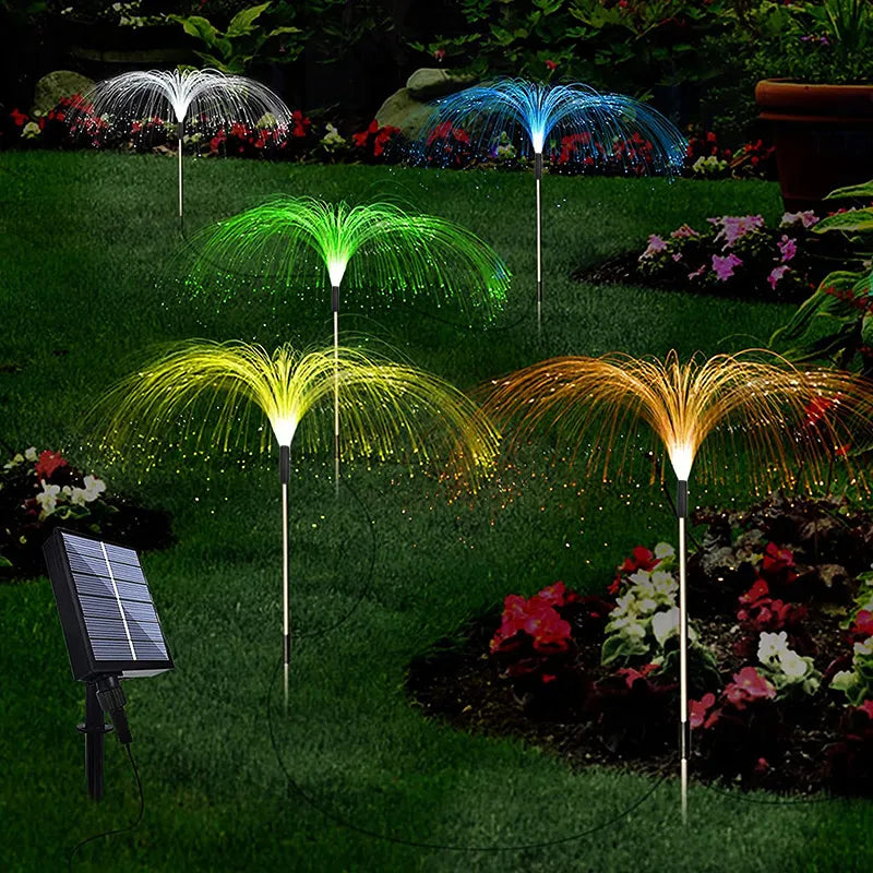 Lampe Solaire De Jardin Avec Changement De Couleur - Lampe À Gazon LED Pour Jardin Et Terrasse , Design Feu D' Artifice