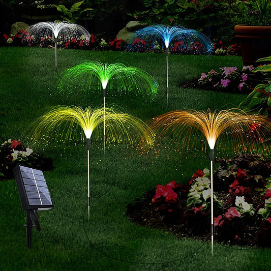 Lampe Solaire De Jardin Avec Changement De Couleur - Lampe À Gazon LED Pour Jardin Et Terrasse , Design Feu D' Artifice