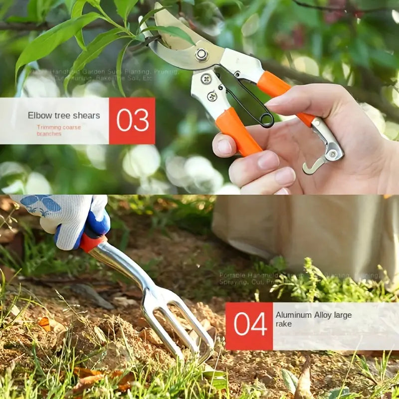 Set D' Outils de Jardinage avec Sac de Transport - Set de 10 Pièces pour L' Entretien du Jardin