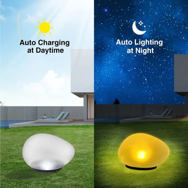 Pierres de Jardin Lumineuses avec Changement de Couleur - Lampes à Led Décoratives en Pierre pour L' Extérieur et le Jardin