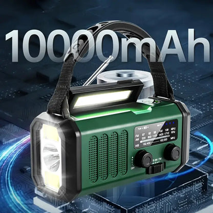 Radio D' Urgence Solaire avec Powerbank - Radio à Manivelle avec Lampe de Poche à Led pour le Camping et L' Extérieur