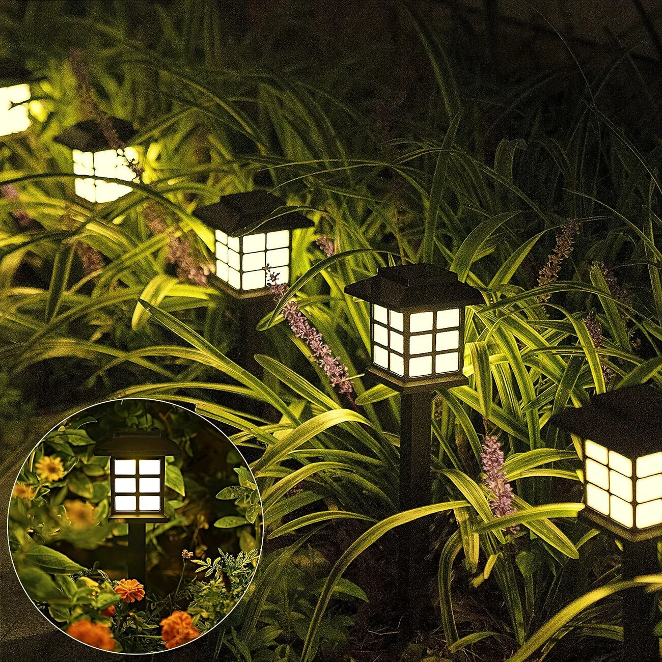 Lampes Solaires de Jardin Style Lanterne - Eclairage D' Allée à Led Étanche pour L' Extérieur