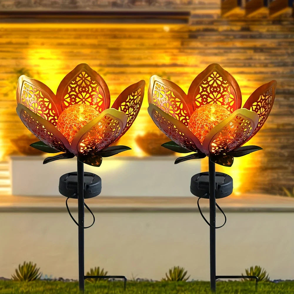 Lampe Solaire de Jardin Fleur de Lotus - Éclairage Extérieur Décoratif à Led pour le Jardin et la Cour