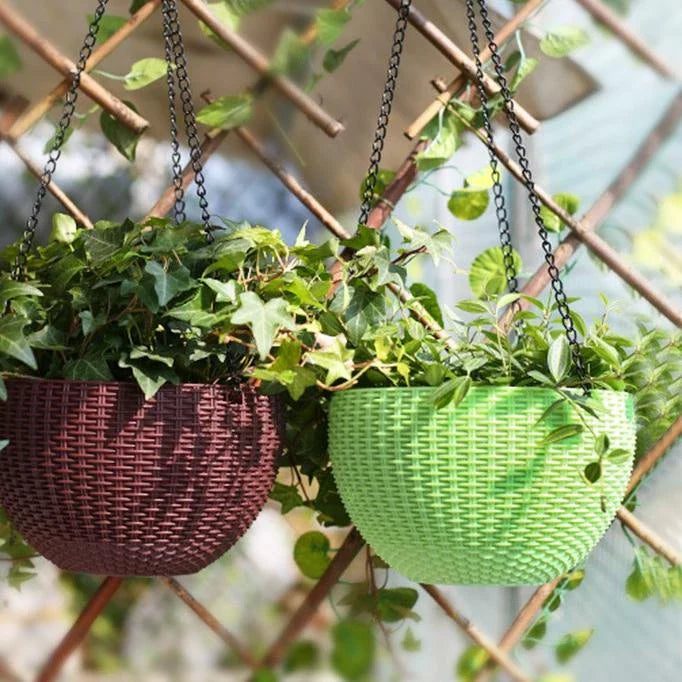 Panier Suspendu Tressé pour Plantes avec Chaîne - Idéal pour le Balcon et le Jardin