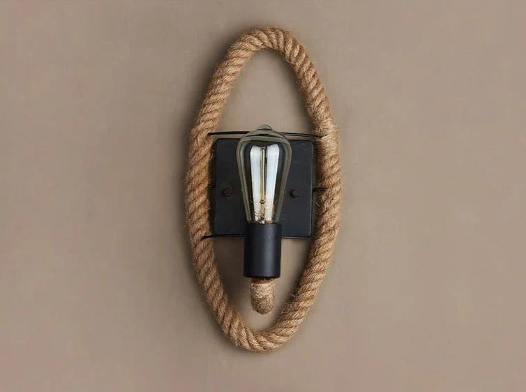 Applique Murale Vintage en Corde - Lampe Murale Rustique au Design Industriel