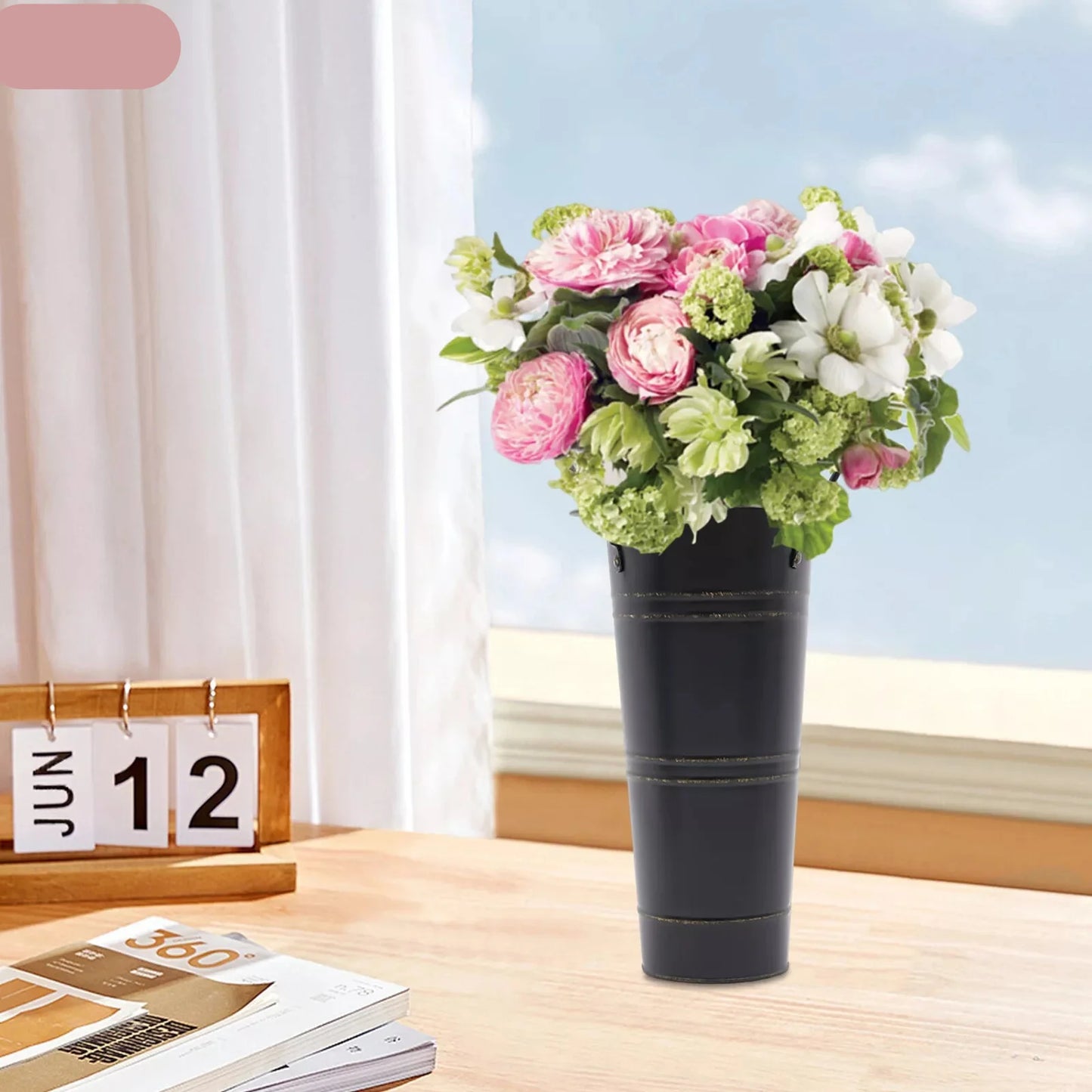 Pot De Fleurs En Fer Rétro Avec Poignées - Pot De Fleurs Décoratif En Métal Pour La Maison