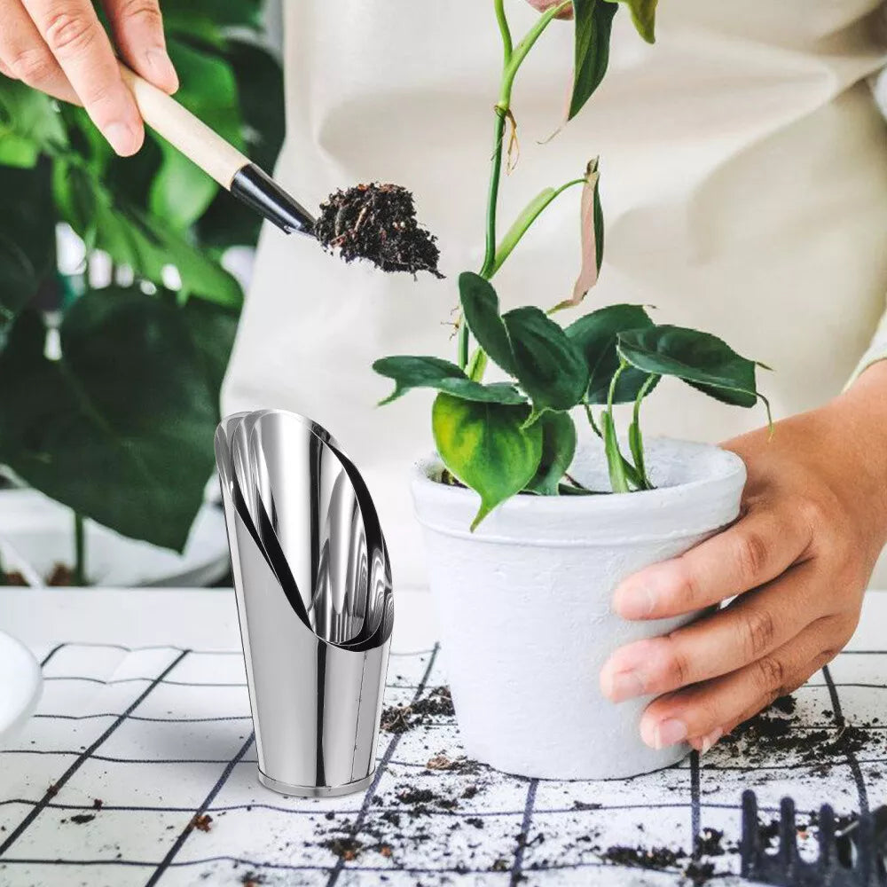 Pelle en Acier Inoxydable pour Terreau - Pelle à Plantes Robuste pour le Jardin et le Balcon