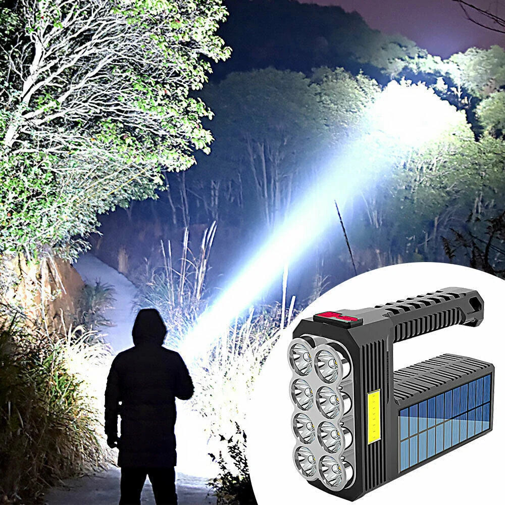 Lampe de Poche Solaire à LED - Projecteur Portatif Étanche et Puissant avec Pile au Lithium