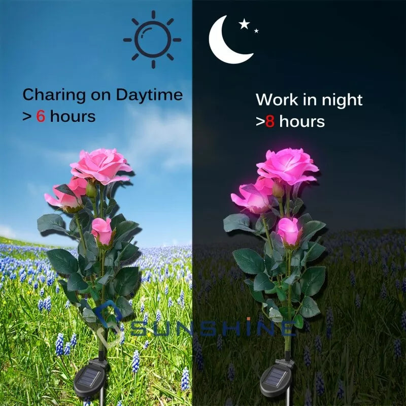 Lampes À Roses À Énergie Solaire - Fiches De Jardin Avec Panneau Solaire Pour Éclairage Décoratif