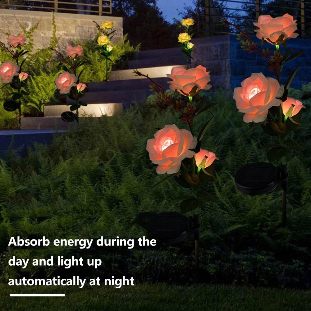 Lampes À Roses À Énergie Solaire - Fiches De Jardin Avec Panneau Solaire Pour Éclairage Décoratif